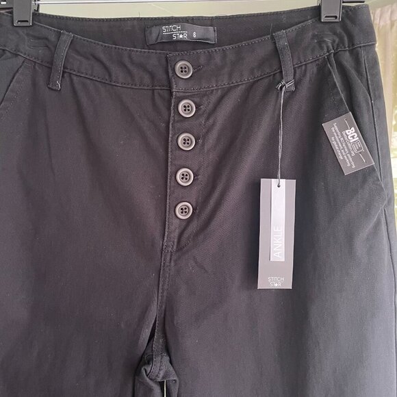NWT Stitch Star High Waist Button Ankle Jeans Better Cotton Black Womens Size 8 - Picture 2 of 6